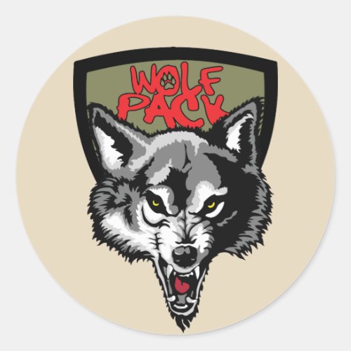 wolf pack classic round sticker