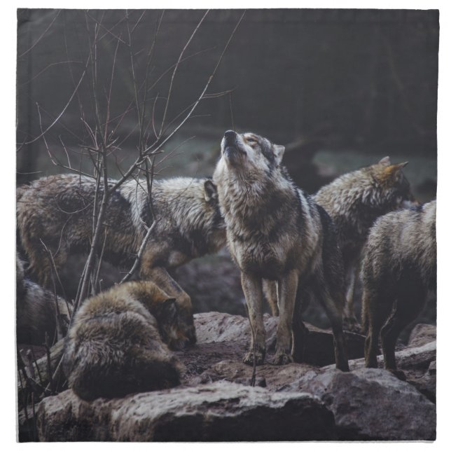 Wolf Pack Cloth Napkin (Front)
