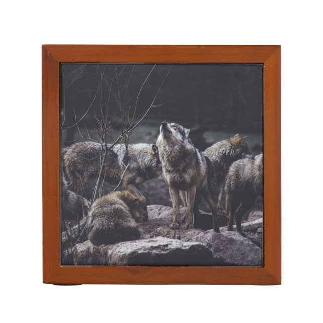 Wolf Pack Desk Organizer (Front)