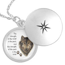 Wolf Pack Family Strength Quote, Animal Locket Necklace Wolf Pack Family Strength Quote, Animal Locket Necklace