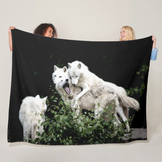 Wolf Fleece Blanket Throw 48x58 by Al Agnew "Wolf Pack ...