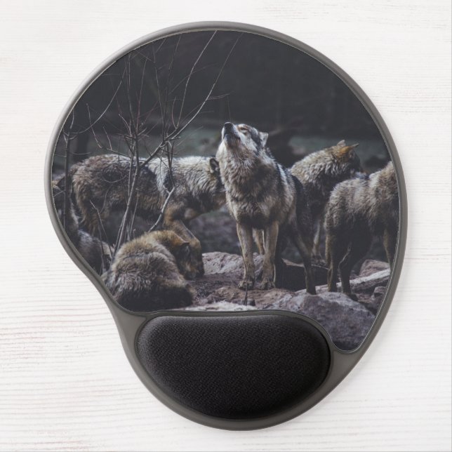 Wolf Pack Greeting Card Gel Mouse Pad (Front)