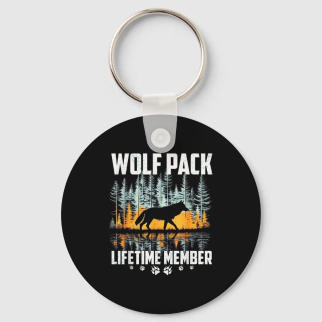 Wolf pack howling wolf lifetime member wildlife keychain (Front)