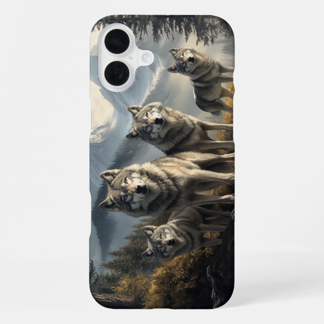 Wolf Pack in Mountain Landscape Iphone Case (Back)
