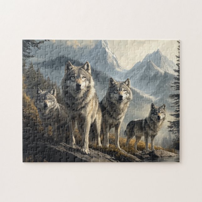Wolf Pack in Mountain Landscape Jigsaw Puzzle (Horizontal)