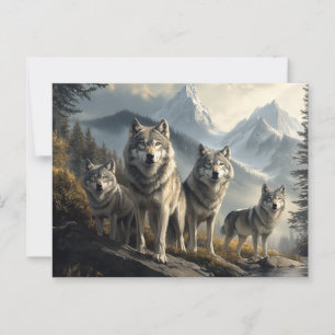 Wolf Pack in Mountain Landscape Postcard