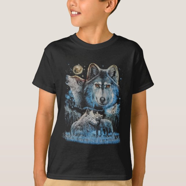 Wolf Pack Kids T-Shirt - Glow in the dark print (Front)