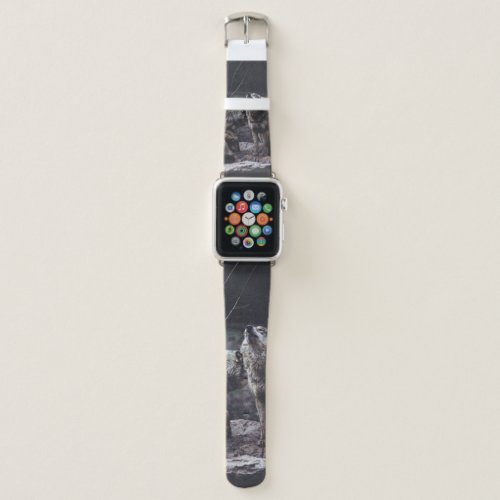 WOLF PACK ON ROCK FORMATION APPLE WATCH BAND