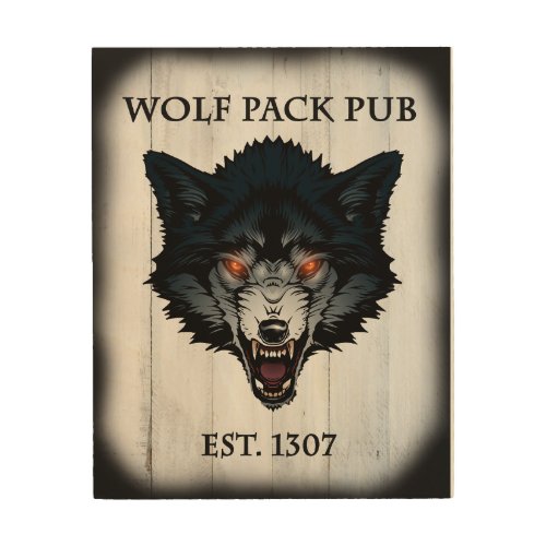Wolf Pack Pub Wooden Sign