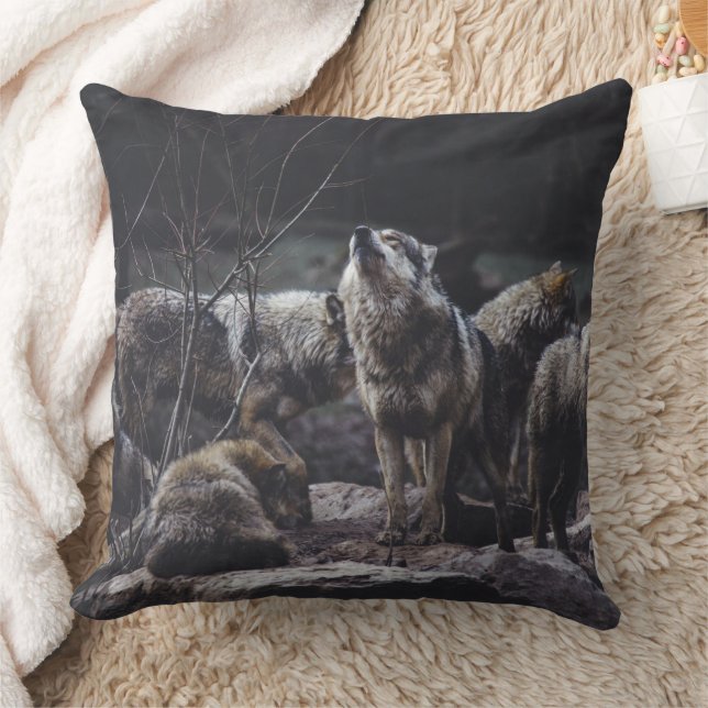 Wolf Pack  Throw Pillow (Blanket)