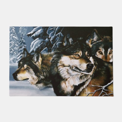 Wolf Pack Winter Doormat