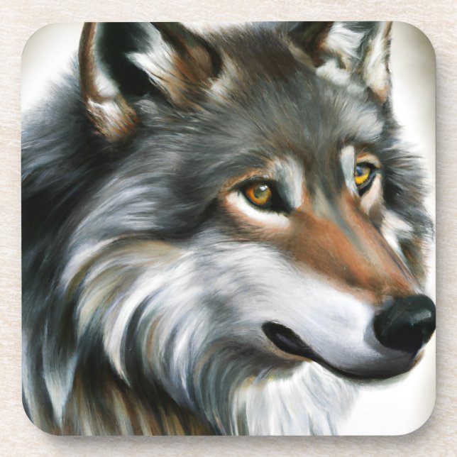 Wolf Painting Beverage Coaster (Front)