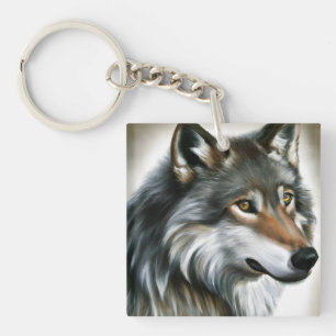 Wolf Painting Keychain