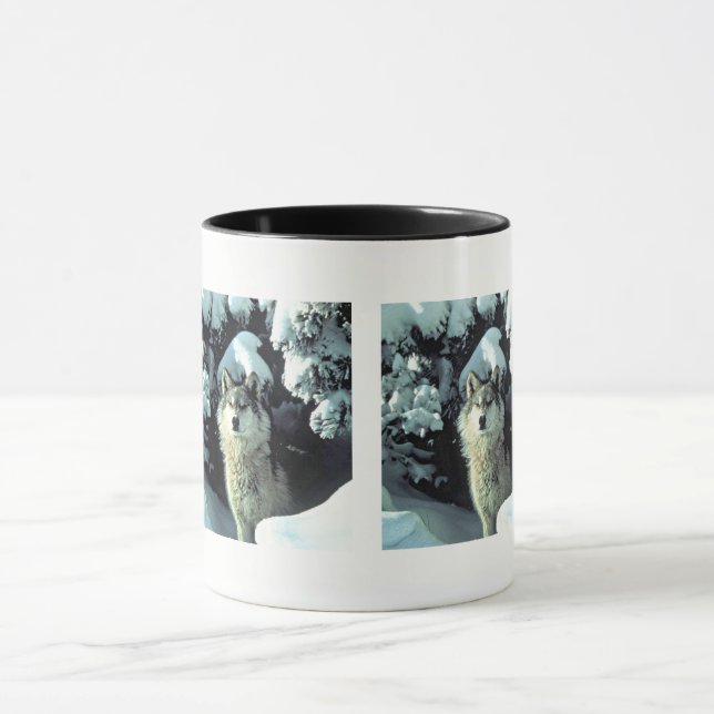 Wolf Pattern in Winter Pines Mug (Center)