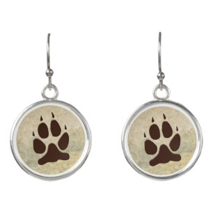 Wolf Paw Print Earrings