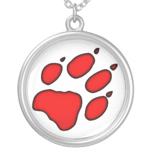 Wolf Paw Print Silver Plated Necklace