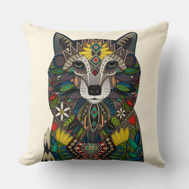 WOLF pearl Throw Pillow (Front)