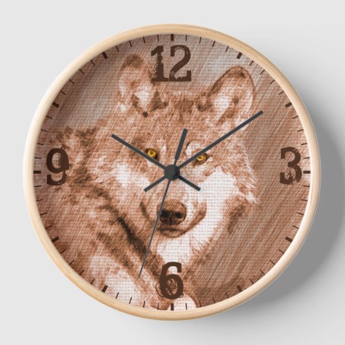Wolf Pencil Sketch Clock