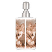 Wolf Pencil Sketch Image Art Bath Set (Back)