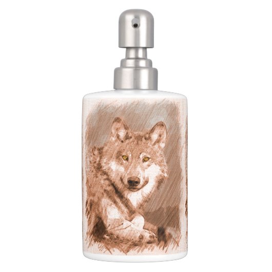 Wolf Pencil Sketch Image Art Bath Set (Front)