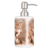 Wolf Pencil Sketch Image Art Bath Set (Right)