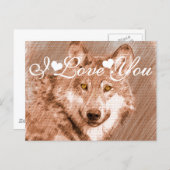 Wolf Pencil Sketch Image I Love You Postcard (Front/Back)