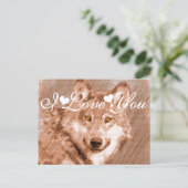 Wolf Pencil Sketch Image I Love You Postcard (Standing Front)