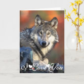 Wolf Photograph Image I Love You Card (Yellow Flower)