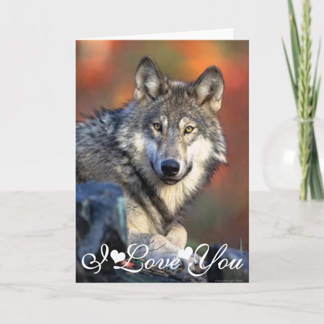 Wolf Photograph Image I Love You Card (Front)