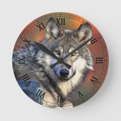 Wolf Photograph Round Clock