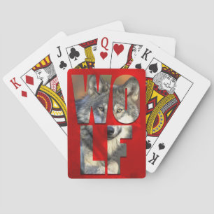 Wolf Photograph Wildlife Nature Red Typography Poker Cards