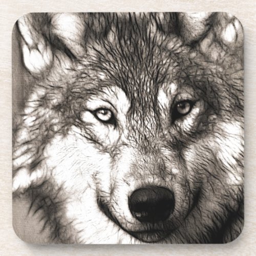 Wolf Photographic Art Spirit Guide Animal Love  Beverage Coaster