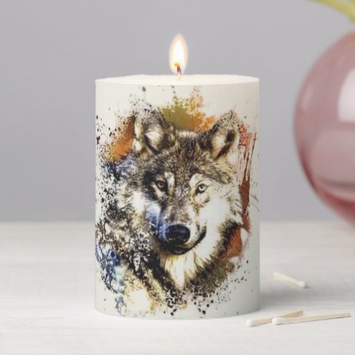 Wolf   pillar candle