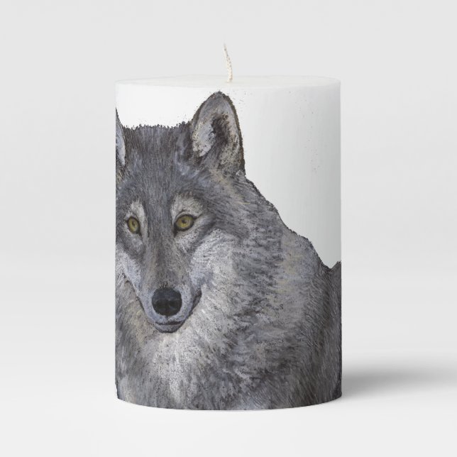 Wolf Pillar Candle (Front)