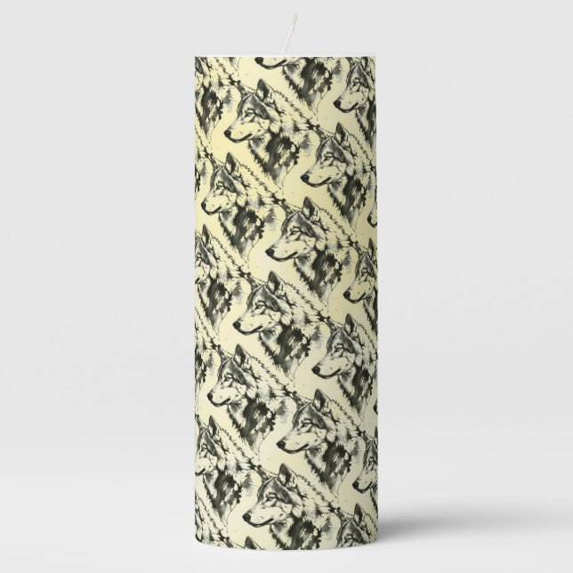 Wolf Pillar Candle (Front)