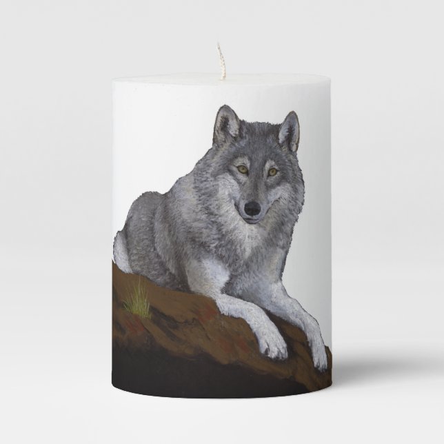 Wolf Pillar Candle (Front)