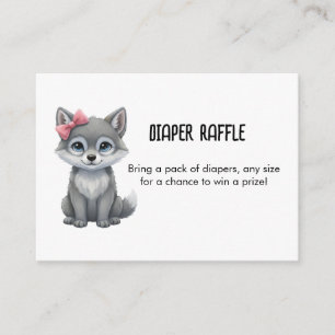 Wolf Pink Diaper Raffle Baby Shower Enclosure Card