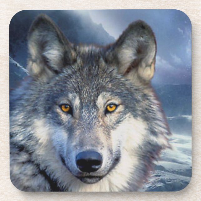 Wolf Plastic Coaster Set (Front)