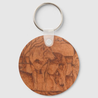wolf.PNG Wolf Wood Burning Keychain