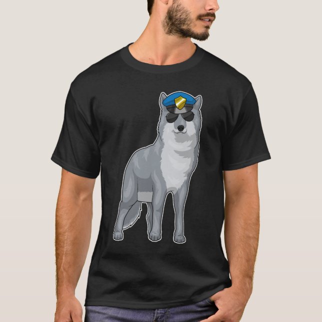 Wolf Police Cop Police hat T-Shirt (Front)