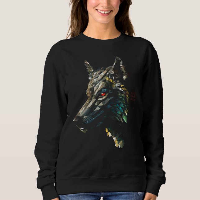 Wolf Polygon Artwork Animal Motif Wolf Sweatshirt (Front)
