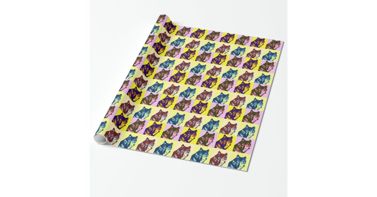 Wolf Pop Art Wrapping Paper Zazzle