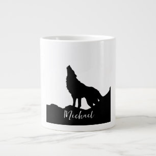Wolf Pop Art Your Name Custom Black White Giant Coffee Mug
