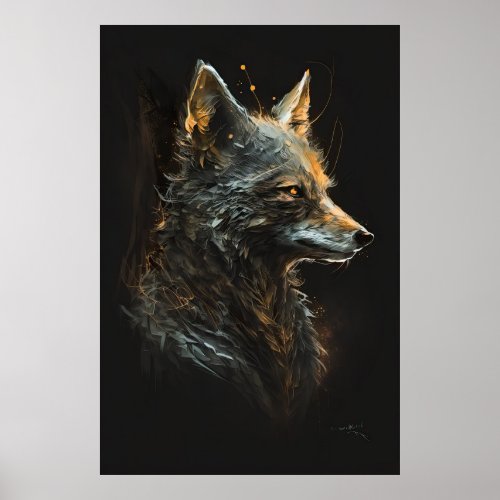 Wolf Portrait Animal Nature Wildlife Art Painting Poster