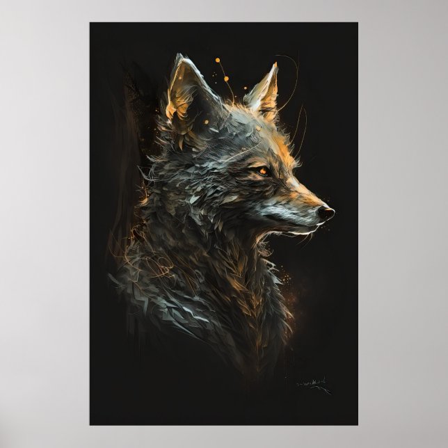 Wolf Portrait Animal Nature Wildlife Art Painting Poster (Front)