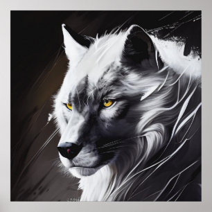 Wolf Portrait Animal Painting Wildlife Adventure Poster