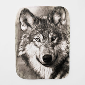 Wolf portrait baby burp cloth