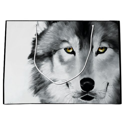 Wolf Portrait Black White Large Gift Bag