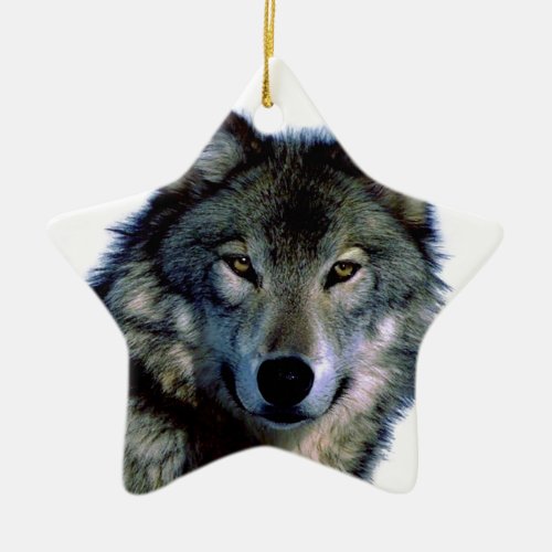 Wolf Portrait Ceramic Ornament