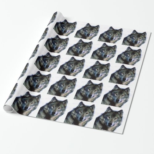 Wolf Portrait Christmas Gift Wrapping Paper